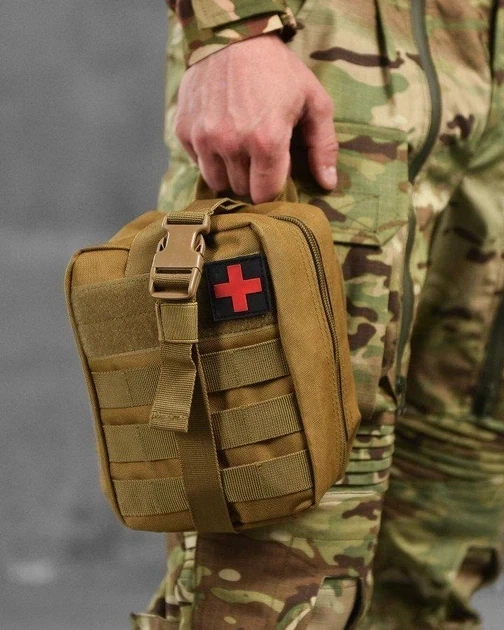 Подсумок аптечка молли на липучке MOLLE A87 койот - изображение 2