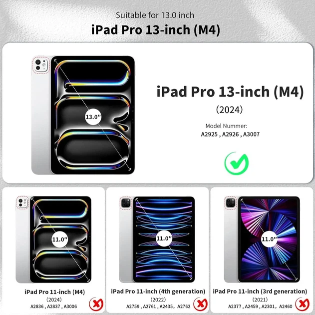 Чехол EasyAcc для iPad Pro 13 M4 (2024) ультратонкий полупрозрачный матовый защитный чехол с задней крышкой черный - изображение 3