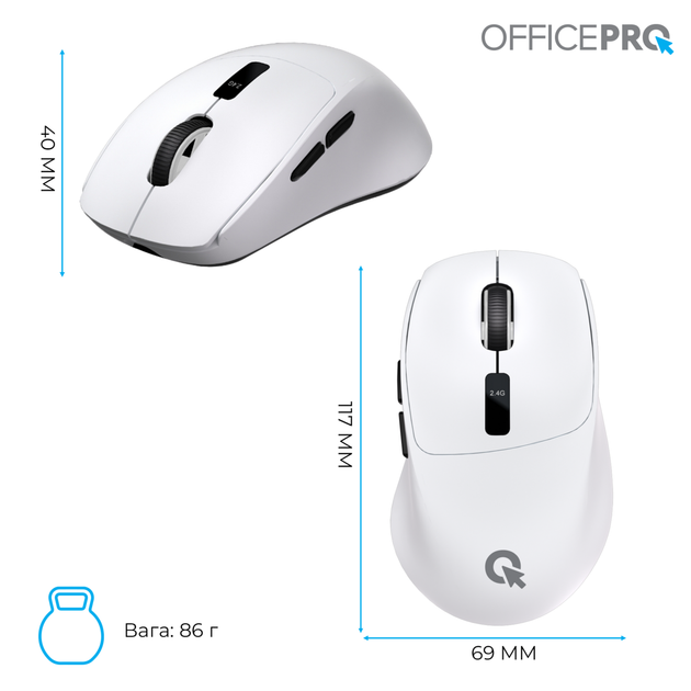 Компьютерная мышь OfficePro M398W Bluetooth/Wireless White - изображение 12