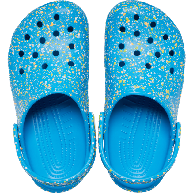 Дитячі крокси для дівчинки Crocs Kids Classic Splatter Paint Clog Marina/Multi (38-39, блакитні) - Фото 4 Дитячі крокси для дівчинки Crocs Kids Classic Splatter Paint Clog Marina/Multi (38-39, блакитні) - зображення 4