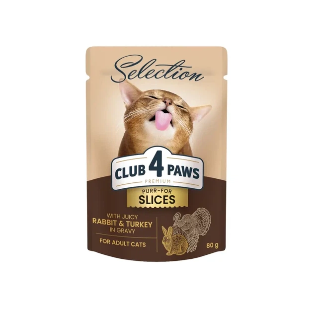 Влажный консервированный корм с Кроликом и Индейкой 80 г CLUB 4 PAWS Клуб 4 Лапы Selection Селекшн - изображение 2