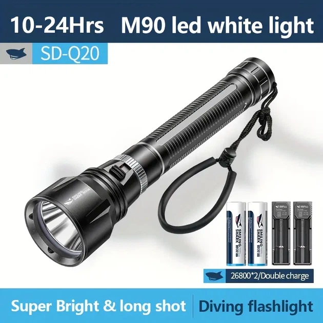 LED Ліхтарик SMILING SHARK M90 22 см для підводного плавання та охоти. - изображение 4