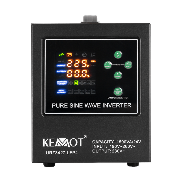 Джерело безперебійного живлення KEMOT PROsinus-1500/24-LFP4 24V 230V 1500VA/1050W (URZ3427-24-LFP4) - изображение 3