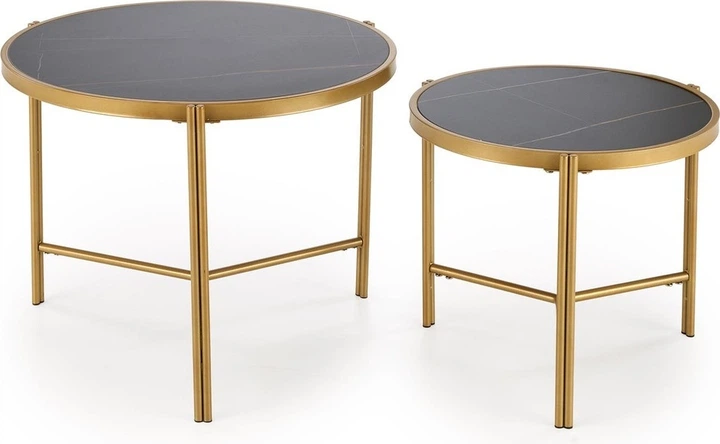 Набір столиків Halmar Fatima Чорний мармур / Золотий 2 шт (5905248129511) - зображення 2