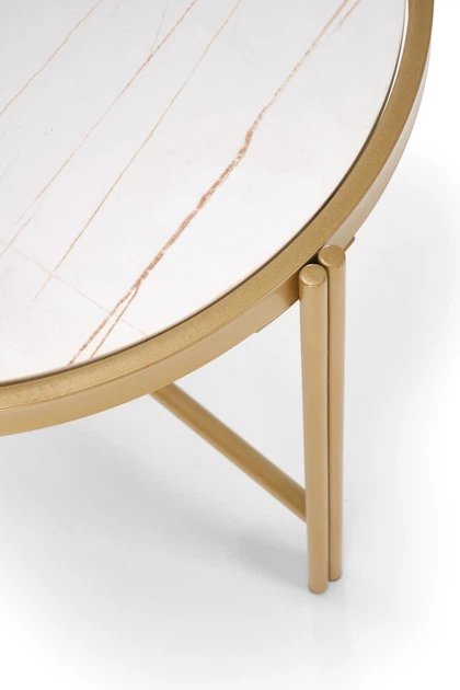 Набір столиків Halmar Fatima Білий мармур / Золотий 2 шт (5905248129504) - зображення 3