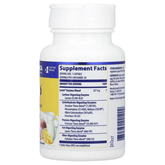 Ферменти для перетравлення молочних продуктів Enzymedica (Lacto) 30 капсул (ENZ-24120) - изображение 2