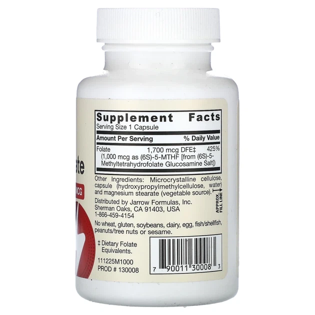 Мітил фолієва кислота Jarrow Formulas (Methyl Folate) 1000 мкг 100 капсул (JRW-30008) - зображення 2