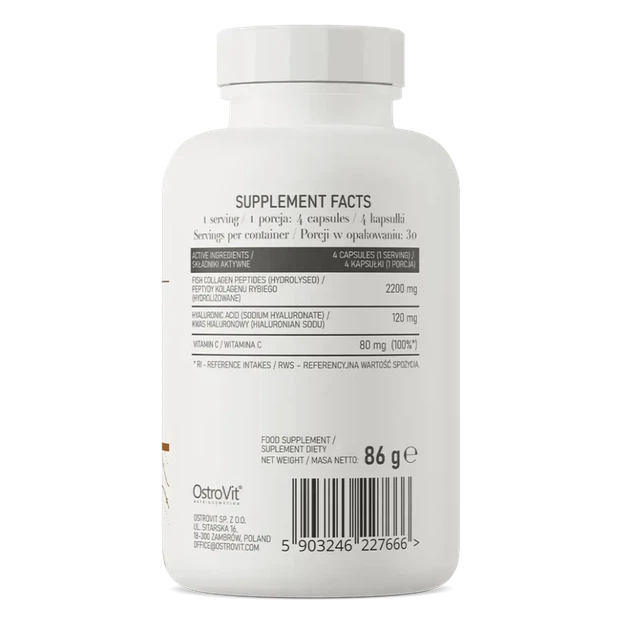 Ostrovit Морський колаген з гіалуроновою кислотою та витамином C Marine Collagen з Hyaluronic Acid and Vitamin C 120 капсул (OST-27666) - зображення 3