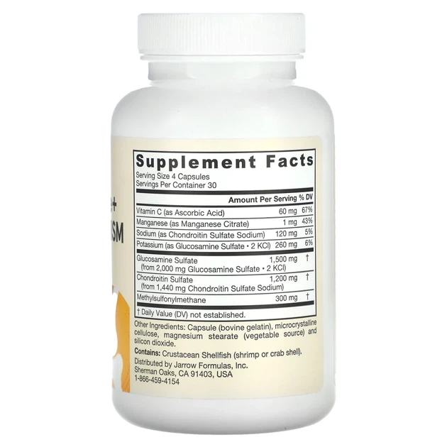 Глюкозамін Хондроїтин з ЧСЧ Jarrow Formulas (Glucosamine & Chondroitin with MSM) 120 капсул (JRW-19023) - зображення 2