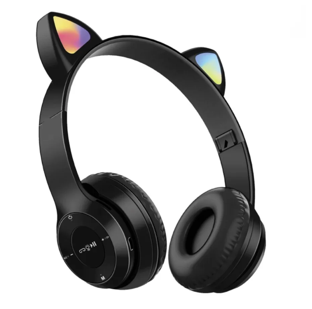 Беспроводные Bluetooth наушники с ушками кошки CATEAR ХY-P47 со светодиодной подсветкой, складные MicroSD Black - Фото 4 Беспроводные Bluetooth наушники с ушками кошки CATEAR ХY-P47 со светодиодной подсветкой, складные MicroSD Black - изображение 4
