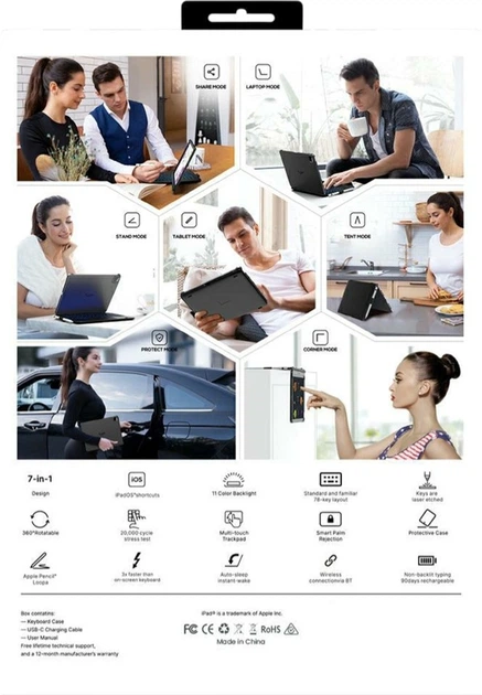 Чохол-клавіатура Typecase Flexbook Touch для Apple iPad 11" 2025/10.9" 2022 Silver (KB201T-100-B-SLV-WHT-B-US-V3) - зображення 11