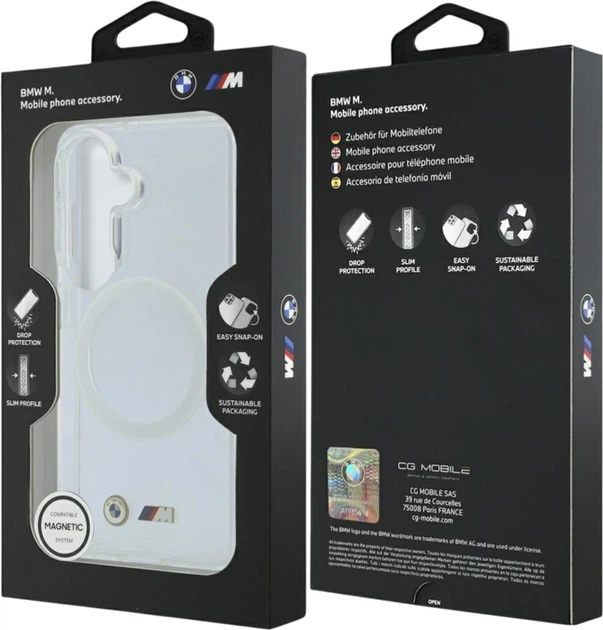 Etui BMW IML Shockproof Metal Logo MagSafe do Samsung Galaxy S26 Transparent (BMHMS26S25HSMLKT) - obraz 8