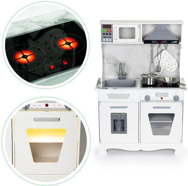 Drewniana kuchnia dla dzieci EcoToys ze światłem i dźwiękiem TL10181 Biała (5903769974573) - obraz 5