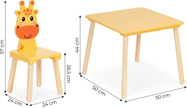 Zestaw mebli dla dzieci EcoToys stolik 2 krzesła Żyrafa 6162 (5905817007035) - obraz 8