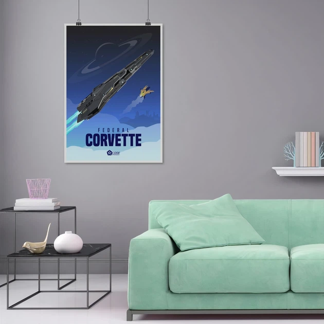 Постер Элита, Elite:Dangerous, Federal Corvette, постер для геймера, космический корабль, sci-fi, A3 42×30 см (id3333) - изображение 8