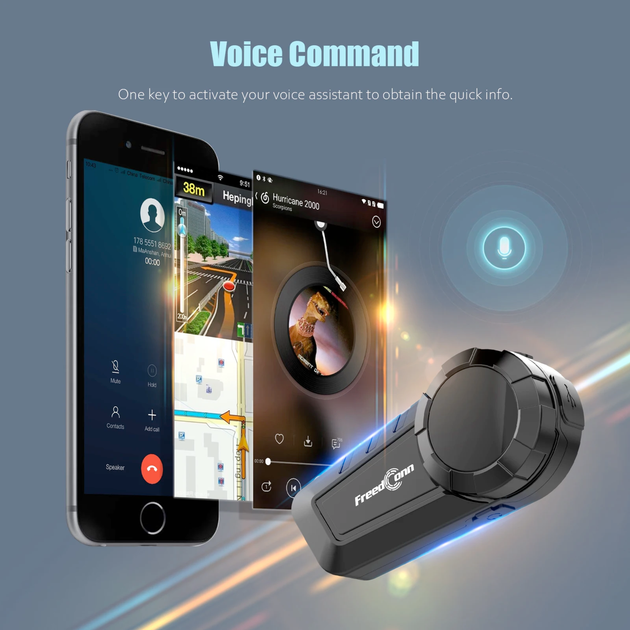 Мотогарнітура FreedConn KY Pro Bluetooth 5.0 для шолома мотоінтерком до 1000 м 6 райдерів IP65 - Фото 4 Мотогарнітура FreedConn KY Pro Bluetooth 5.0 для шолома мотоінтерком до 1000 м 6 райдерів IP65 - зображення 4