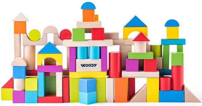 Klocki drewniane Woodyland w wiaderku 100 elementów 09056 (8591864909056) - obraz 3