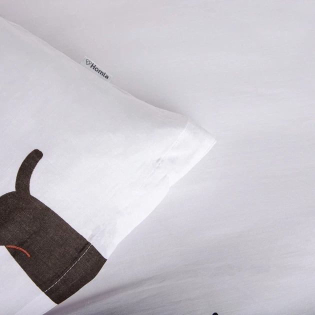 Komplet pościeli Homla Winnie Poszewka na pościel 160 x 200 cm + 2 poszewki na poduszki 70 x 80 cm z bawełny z taksami biały (5906496701832) - obraz 4