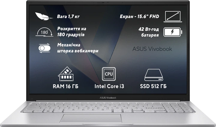 Ноутбук ASUS Vivobook 15 X1504VA-BQ500 (90NB10J2-M00PJ0) Cool