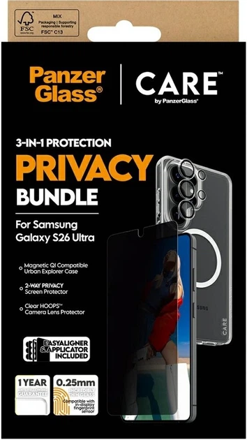 Захисний набір Panzer Glass 3-in-1 Privacy Bundle для Samsung Galaxy S26 Ultra Transparent (CR71355) - зображення 7
