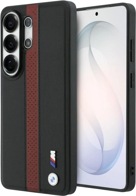 Etui BMW Perforated Stripe Logo MagSafe do Samsung Galaxy S26 Ultra Black/Red (BMHMS26L25PCPSKR) - obraz 1