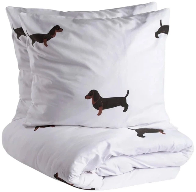 Komplet pościeli Homla Winnie Poszewka na pościel 160 x 200 cm + 2 poszewki na poduszki 70 x 80 cm z bawełny z taksami biały (5906496701832) - obraz 1