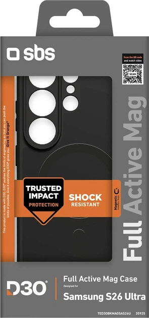 Etui plecki SBS Full Active Case D3O MagSafe Compatible do Samsung Galaxy S26 Ultra Black (TED3OBKMAGSAS26U) - obraz 2