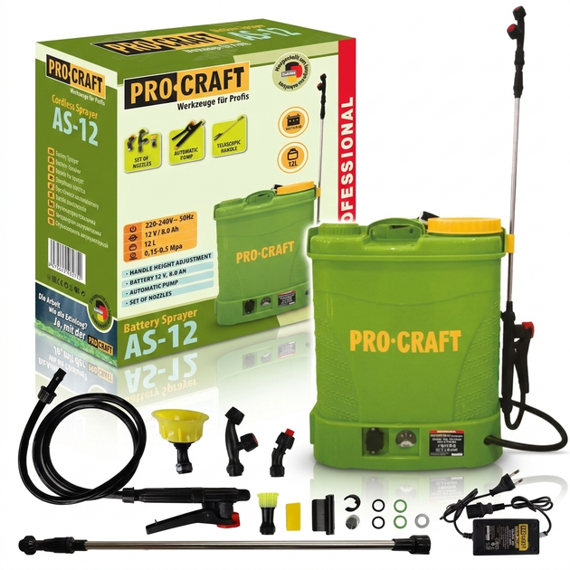 Обприскувач акумуляторний Procraft AS-12 (0 00012) - Фото 1 Обприскувач акумуляторний Procraft AS-12 (0 00012) - изображение 1