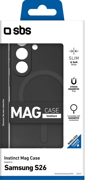 Etui plecki SBS Instinct Mag Case MagSafe Compatible do Samsung Galaxy S26 Black (TEINSTMAGSAS26K) - obraz 2
