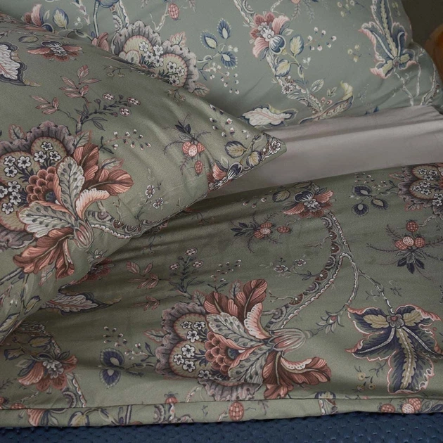 Komplet pościeli Homla Claras Poszewka na kołdrę 160 x 200 cm + 2 poszewki na poduszki 70 x 80 cm z mikrofibry w liście i kwiaty szara (5902869997901) - obraz 3