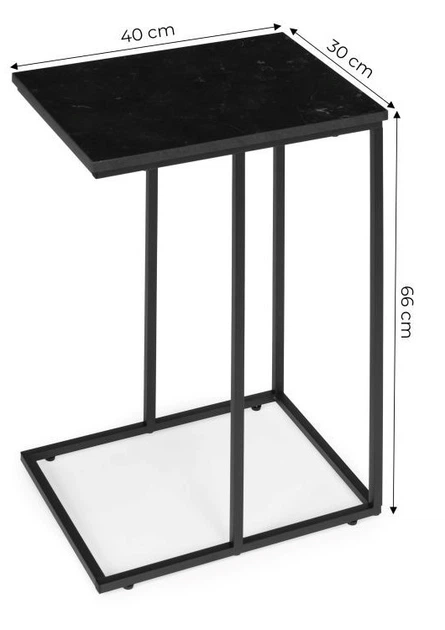 Приставний столик ModernHome by Multistore для ноутбука журнальний у формі літери C Чорний мармур (5905817005543) - зображення 5