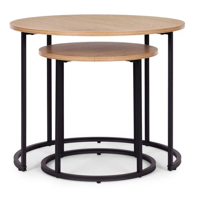 Набір журнальних столиків ModernHome by Multistore Loft 2 шт круглі Світлий дуб (5905817010233) - зображення 4