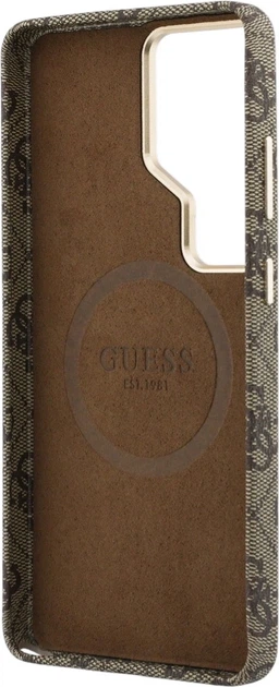 Etui plecki Guess 4G Script MagSafe do Samsung Galaxy S26 Ultra Brown (3666339613020) - obraz 7