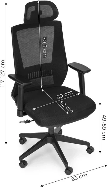 Офісне крісло ModernHome by Multistore поворотне ергономічне Чорне 3219 (5905817009305) - зображення 9