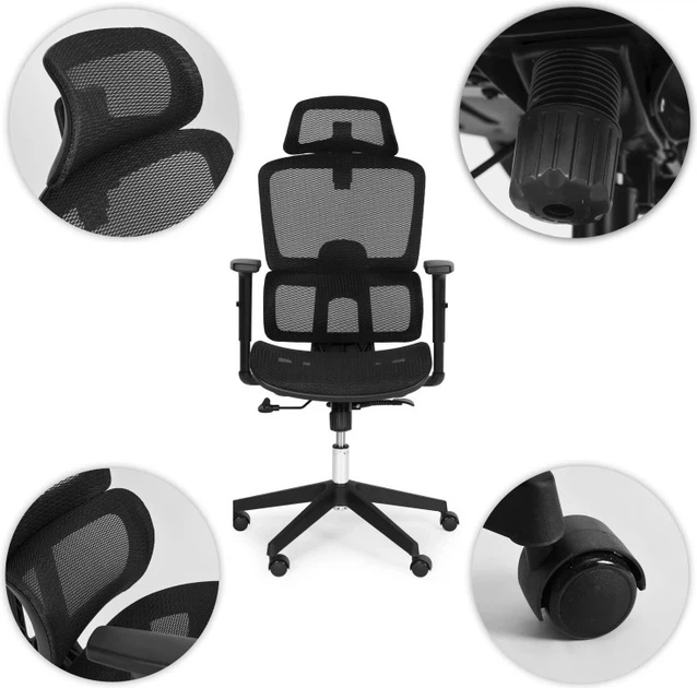 Офісне крісло ModernHome by Multistore поворотне ергономічне Чорне 9591 (5905817009312) - зображення 7