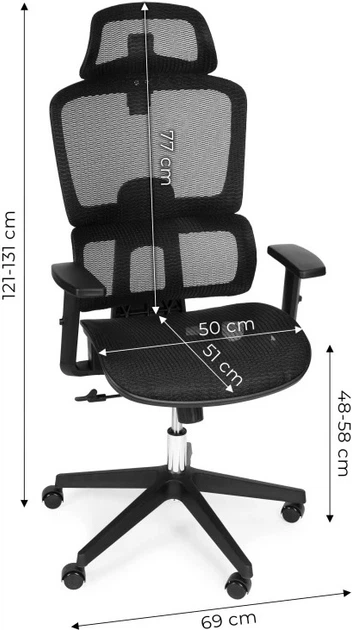 Офісне крісло ModernHome by Multistore поворотне ергономічне Чорне 9591 (5905817009312) - зображення 9