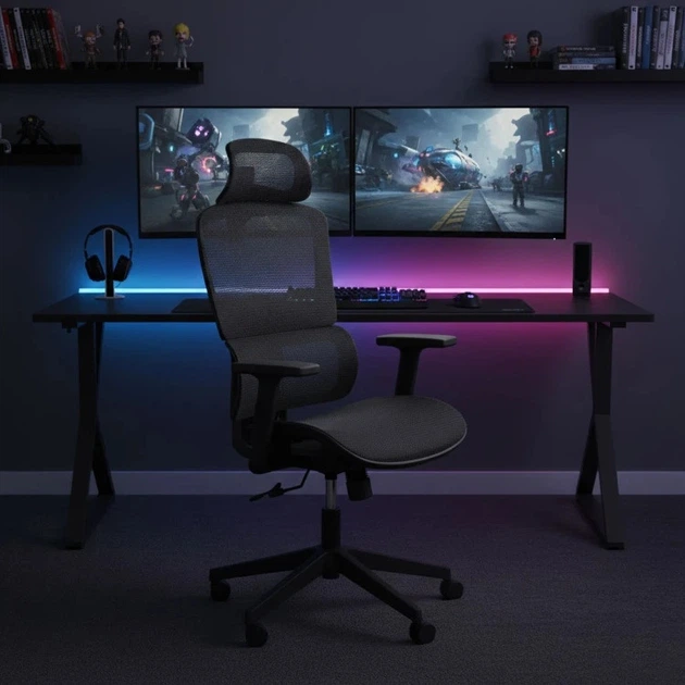 Офісне крісло ModernHome by Multistore поворотне ергономічне Чорне 9591 (5905817009312) - зображення 11