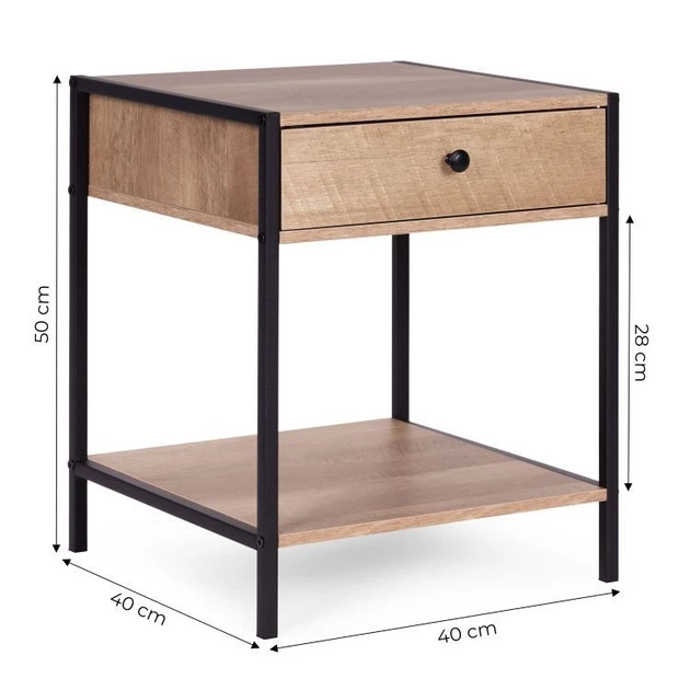 Szafka nocna ModernHome by Multistore Loft z szufladą i półką Jasny dąb (WYJ-085 GRAY) - obraz 6