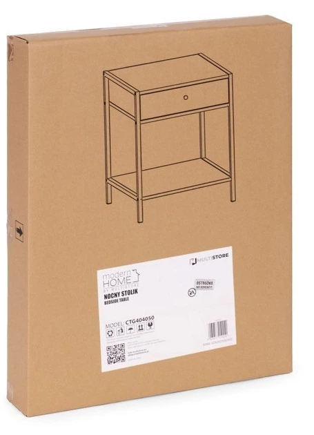 Szafka nocna ModernHome by Multistore Loft z szufladą i półką Jasny dąb (WYJ-085 GRAY) - obraz 7