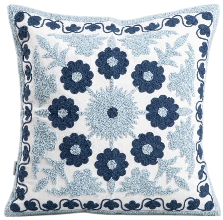 Наволочка Homla Ganti w wyszywane kwiaty granatowe 45x45 см (5904183877303) - зображення 1