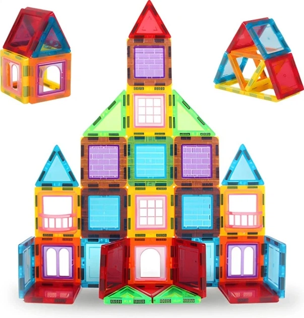 Магнітний конструктор ModernHome by Multistore Будинок з автомобілем та причепом 106 елементів HC473205 (5905817008131) - зображення 4