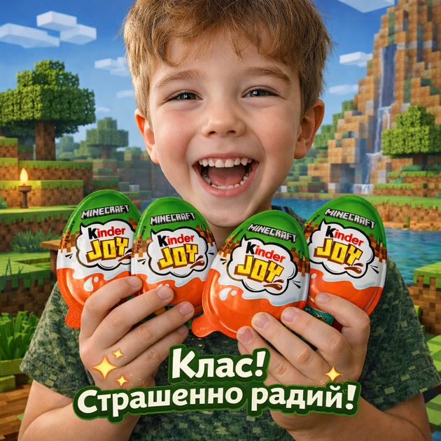 Kinder Joy Minecraft 6 штук по 20 г кіндер джой майнкрафт шоколадне яйце з іграшкою сюрприз Ferrero для дітей подарунок фанатам гри колекційна фігурка нова серія - Фото 7 Kinder Joy Minecraft 6 штук по 20 г кіндер джой майнкрафт шоколадне яйце з іграшкою сюрприз Ferrero для дітей подарунок фанатам гри колекційна фігурка нова серія - зображення 7