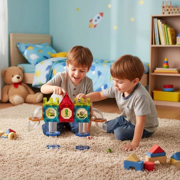 Магнітний конструктор ModernHome by Multistore Кулькова доріжка 113 елементів HC726113 (5905817008483) - зображення 8