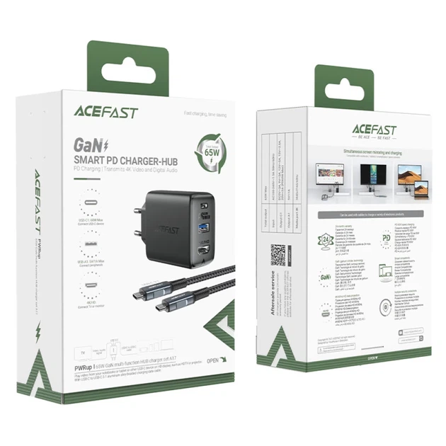 Сетевое зарядное устройство Acefast A17 65W USB-C | USB-A | HDMI with USB-C to USB-C Cable Black (A17 black) - изображение 5
