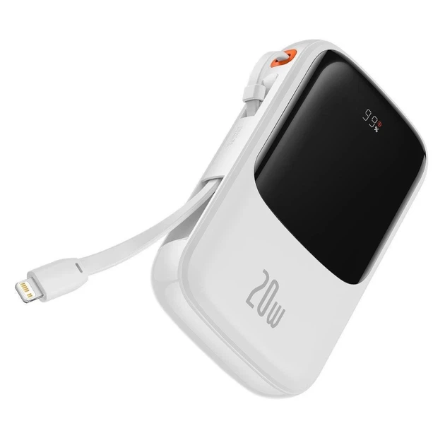 Портативное зарядное устройство Baseus Qpow Digital Display Fast Charging 20W 10000mAh with Lighting Cable White (PPQD060002) - изображение 6