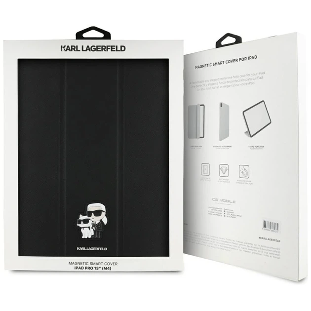 Чохол Karl Lagerfeld Saffiano Magnetic Karl & Choupette для iPad Pro 13 2024 7th Gen Black (KLFC13PM24SAKCK) - зображення 8
