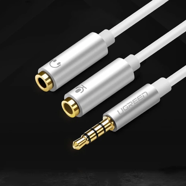 Кабель Ugreen Mini Jack 3.5mm to 2x Mini Jack 3.5mm (Microphone/Stereo Output) 0.2m Black (6957303836208) - Фото 2 Кабель Ugreen Mini Jack 3.5mm to 2x Mini Jack 3.5mm (Microphone/Stereo Output) 0.2m Black (6957303836208) - зображення 2