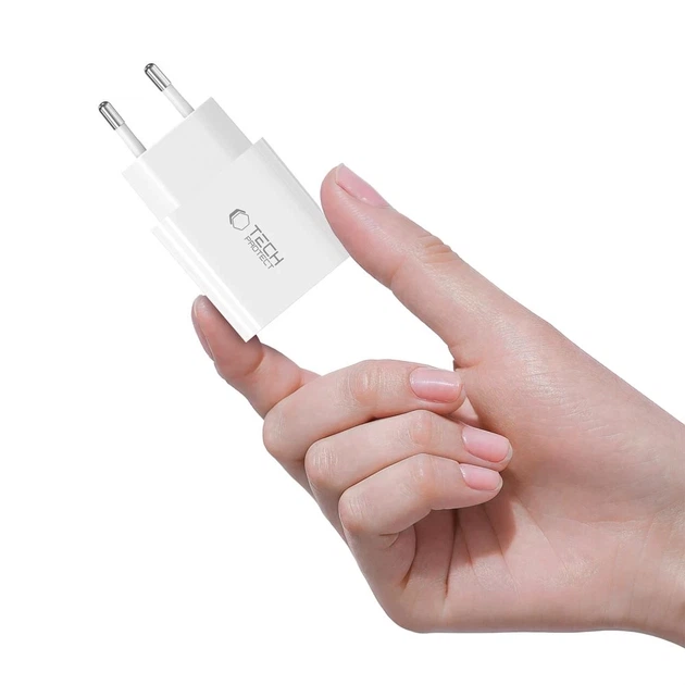 Мережевий зарядний пристрій Tech-Protect NC20W PD 20W USB-C with USB-C to Lightning Cable 1 m White (5906302362899) - зображення 8