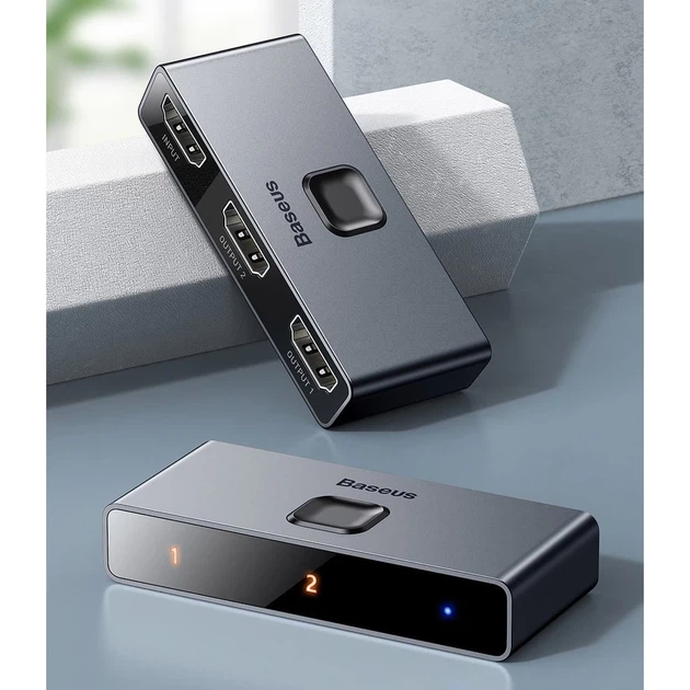 Разветвитель Baseus Matrix 2-in-1 HDMI to 2xHDMI Space Grey (CAHUB-BC0G) - изображение 9