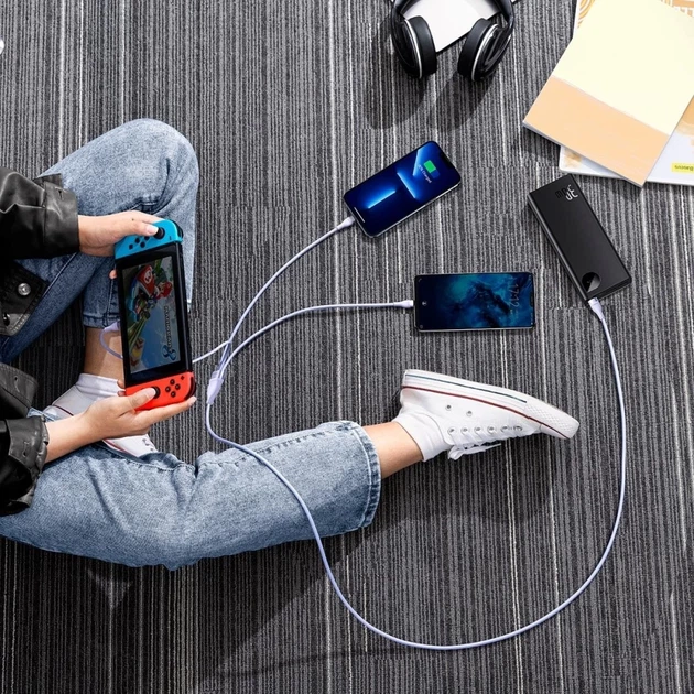 Кабель Baseus Flash 2 USB-A/USB-C to USB-C/Lightning/Micro-USB 1.5m Purple (CASS030205) - изображение 8